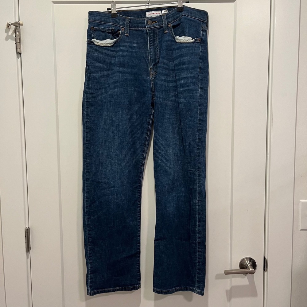 Lucky Brand Mens Straight Leg Jeans Dark Wash Denim 34x32 Blue 1519